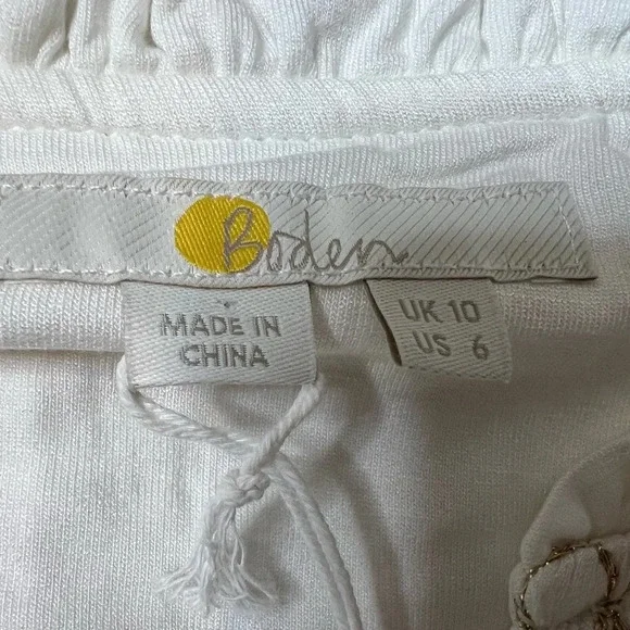 Boden WOMEN'S US 6 Ivory Smocked Yoke Gold Metallic Top Blouse Shirt NEW. 46 - Picture 4 of 7